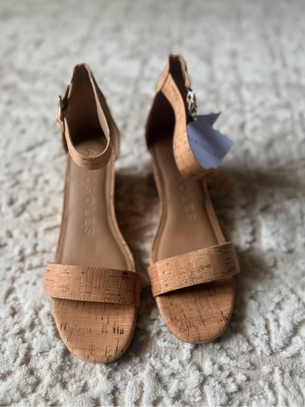AEROSOLES Natural Cork Ankle-Strap Wedge Sandal